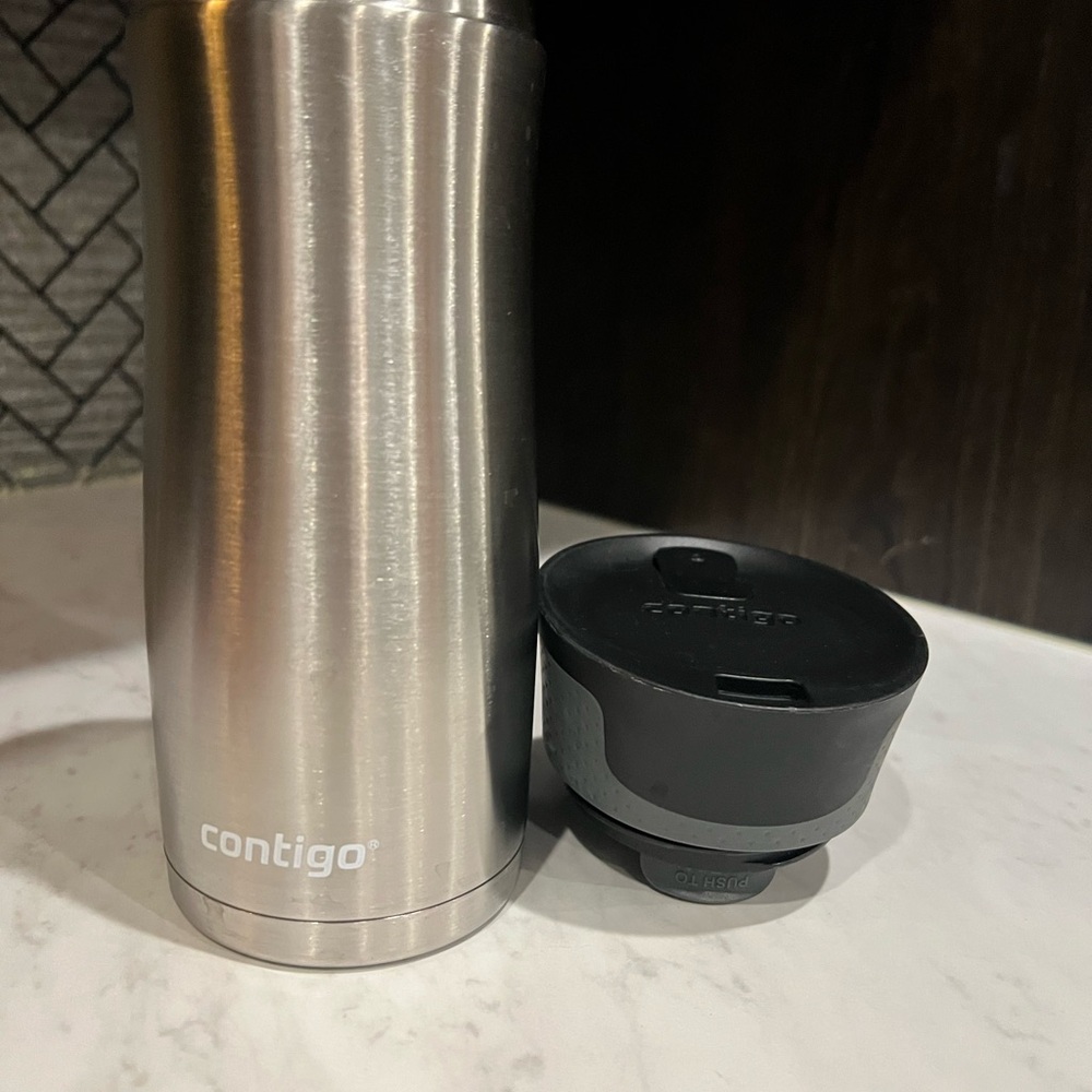 Contigo Stainless Steel Travel Bottle in Silver with Black Lid
